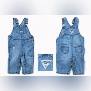 OshKosh B’gosh Baby Denim Overalls | Vestbak Classic | Size 9M | Light Wash